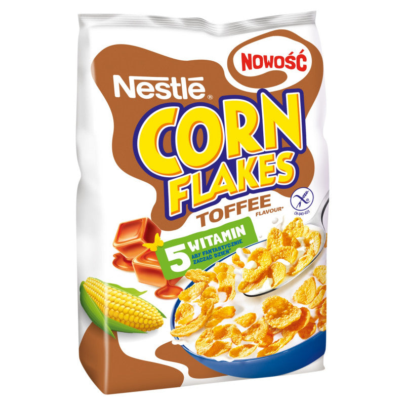 Nestlé Corn Flakes Chrupiące płatki kukurydziane smak toffi 250 g