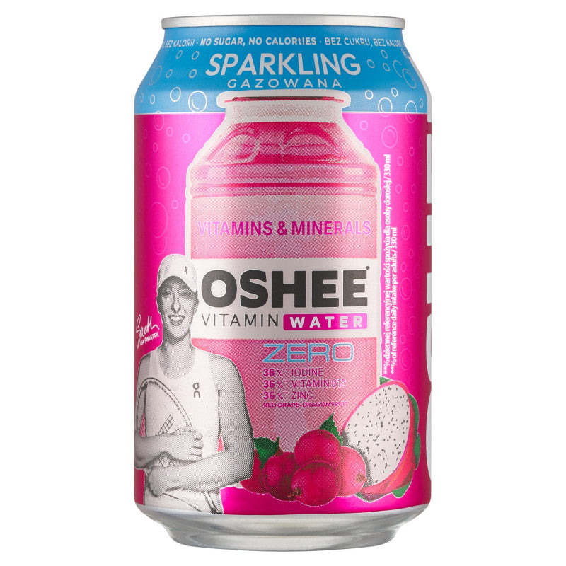 Oshee Vitamin Water Napój gazowany o smaku czerwonych winogron-dragonfruit 330 ml