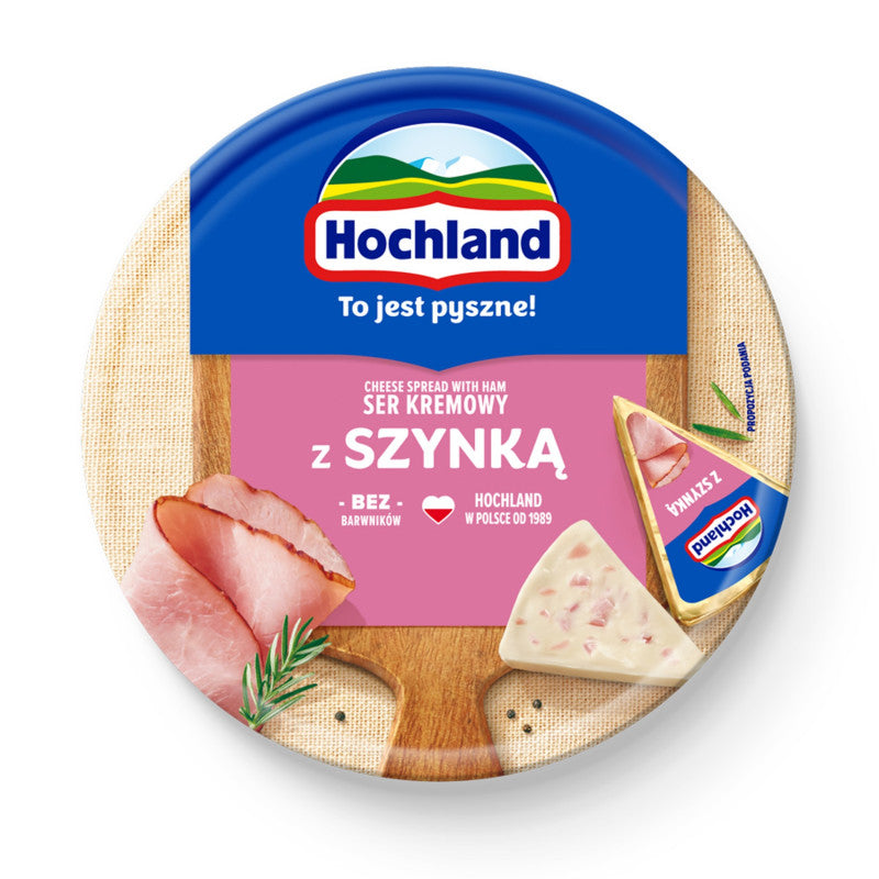 Hochland Ser kremowy z szynką w trójkącikach 180 g (8 sztuk)