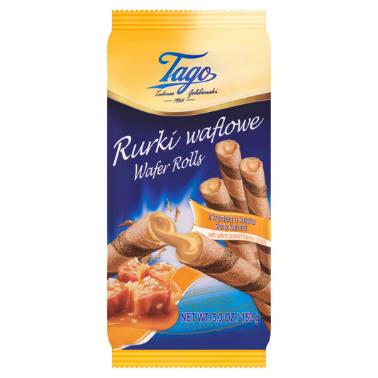 Tago Rurki waflowe z kremem o smaku słony karmel 150 g